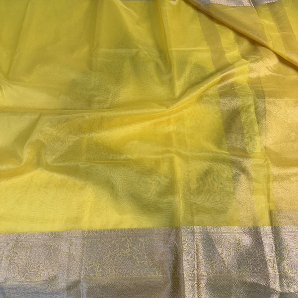 Yellow Organza Silk Traditional Banarasi Saree