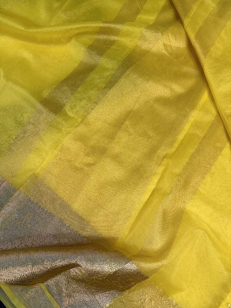 Yellow Organza Silk Traditional Banarasi Saree