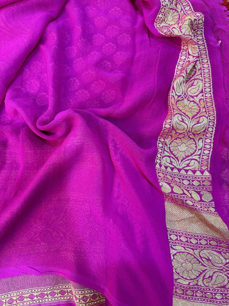 Pretty Maroon Pure Khaddi Georgette Saree