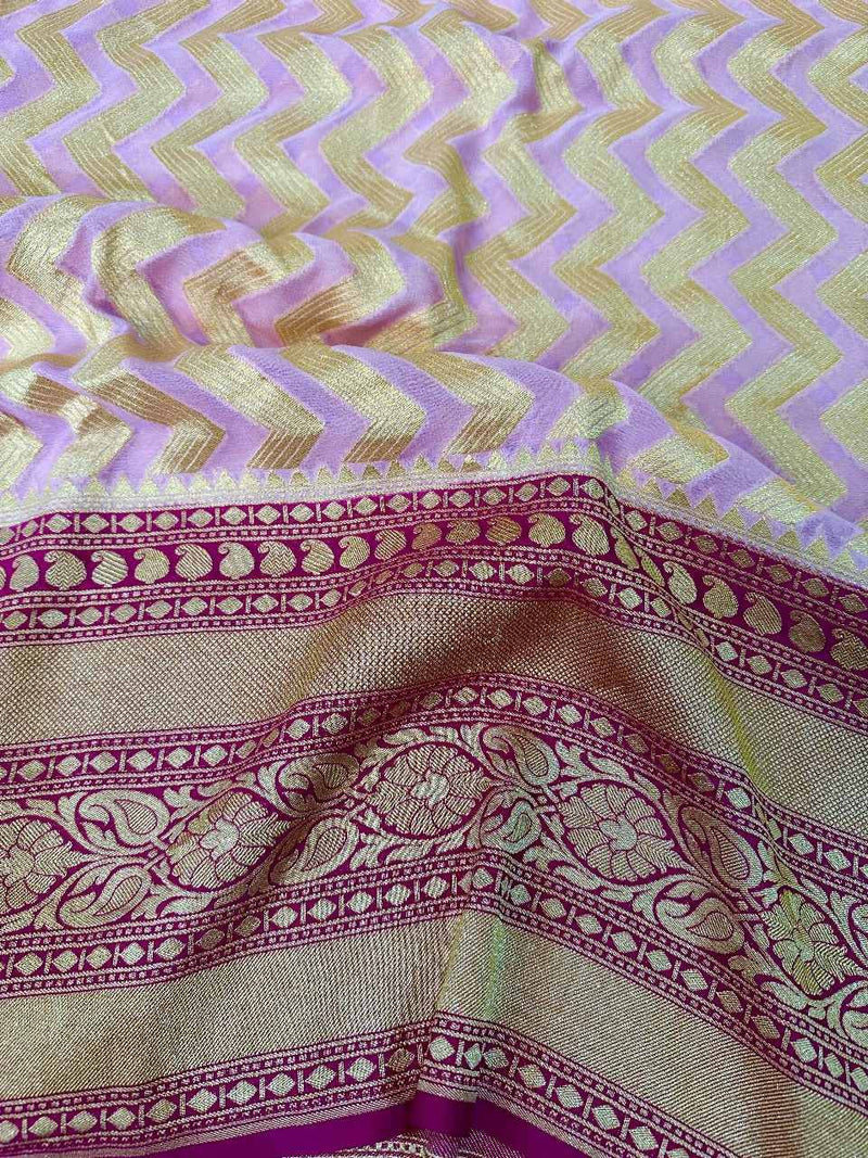 Pretty Baby Pink Pure Khaddi Georgette Saree