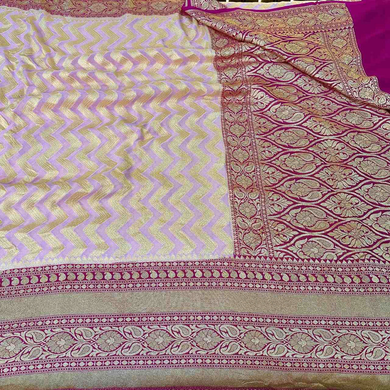 Pretty Baby Pink Pure Khaddi Georgette Saree