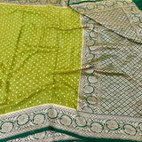 Pretty Parrot Green Pure Khaddi Georgette Saree