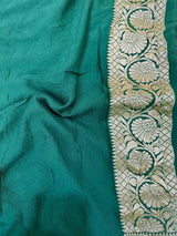 Pretty Parrot Green Pure Khaddi Georgette Saree