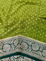 Pretty Parrot Green Pure Khaddi Georgette Saree