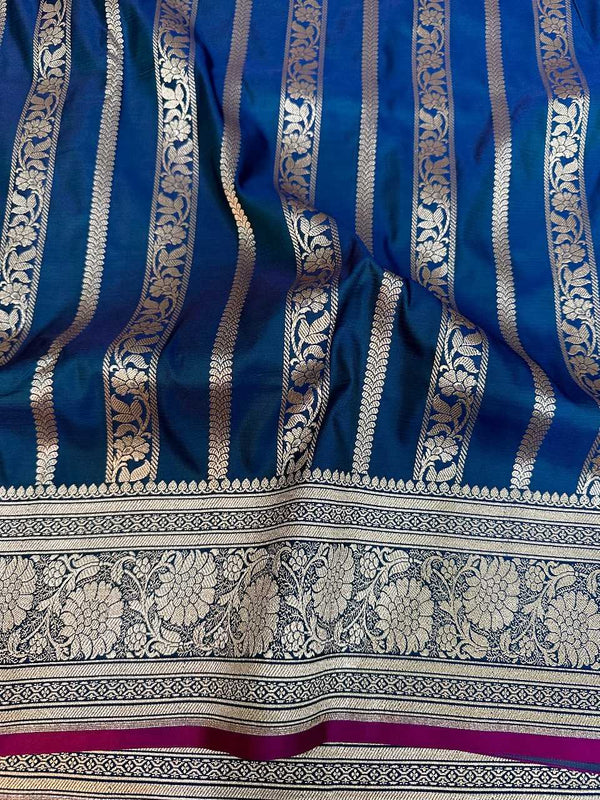 Aqua Blue Mashru Silk Saree