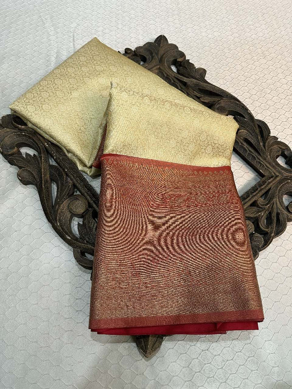 Light Golden Colour Shade Tisue Silk Saree