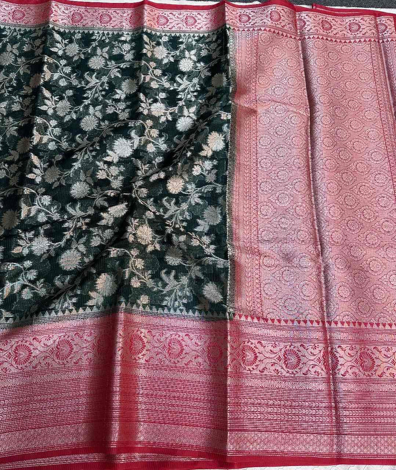 Bottle Green Colour Shade in Warm Silk Saree