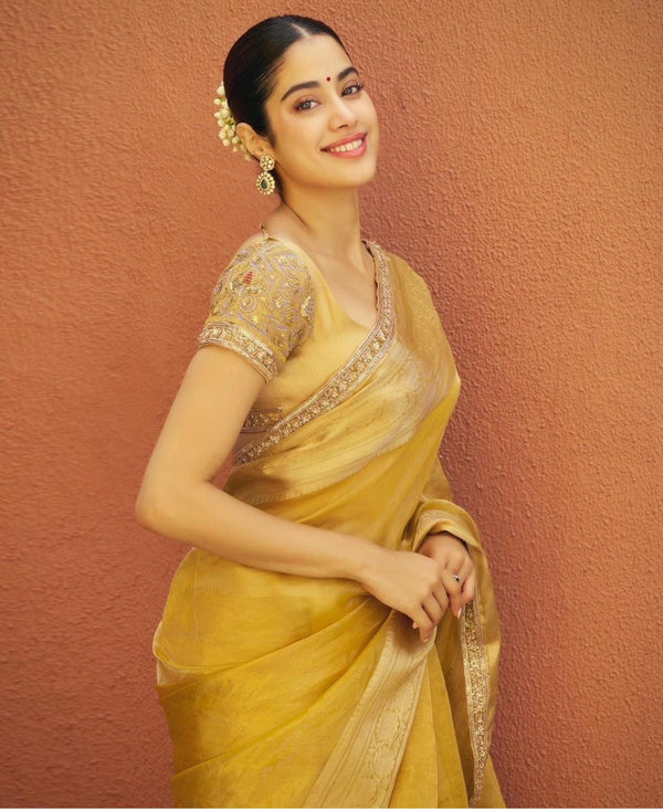 Janhvi Kapoor in yellow shade saree