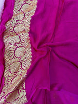 Pretty Bright Pink Pure Khaddi Georgette Saree