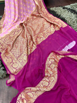 Pretty Bright Pink Pure Khaddi Georgette Saree