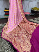 Pretty Bright Pink Pure Khaddi Georgette Saree