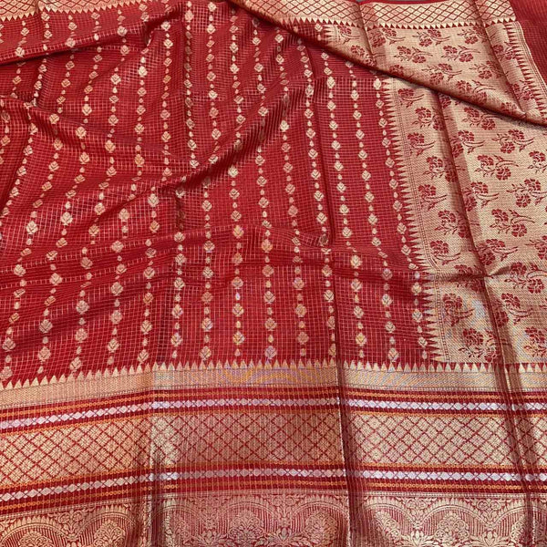 Bright Red Colour Warm Silk Banarasi Saree