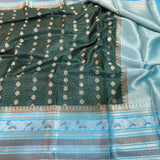 Beautiful Bottle Green Colour Warm Silk Banarasi Saree