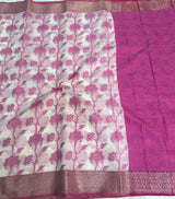 Bright Pink Colour Cotton Silk Saree