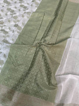 Bright Pista Green Colour Cotton Silk Saree