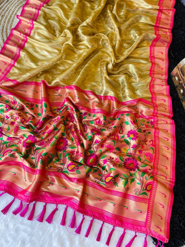 Exclusive Golden Colour Soft Tissue Silk Saree