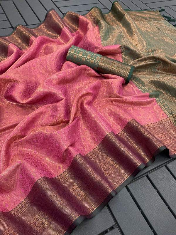 Rani Colour Copper Zari Softsilk saree