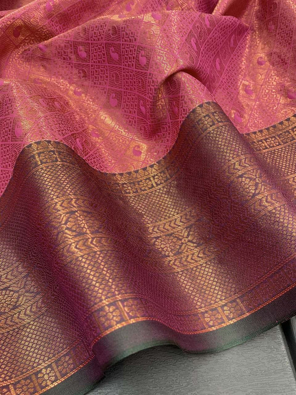 Rani Colour Copper Zari Softsilk saree