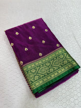 Purple Colour Satin Silk Embroidered saree