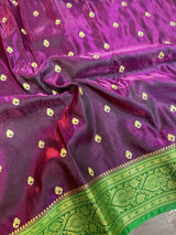 Purple Colour Satin Silk Embroidered saree