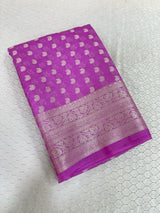 Lavender Georgette Water Gold Zari Banarasi Saree