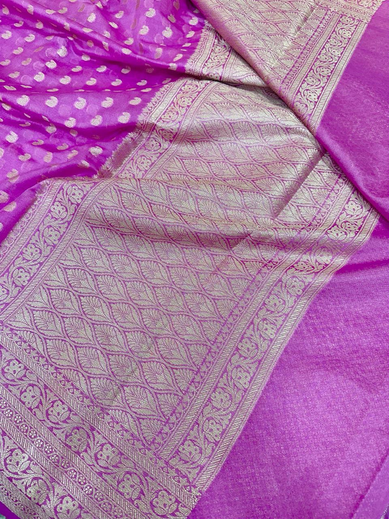 Lavender Georgette Water Gold Zari Banarasi Saree