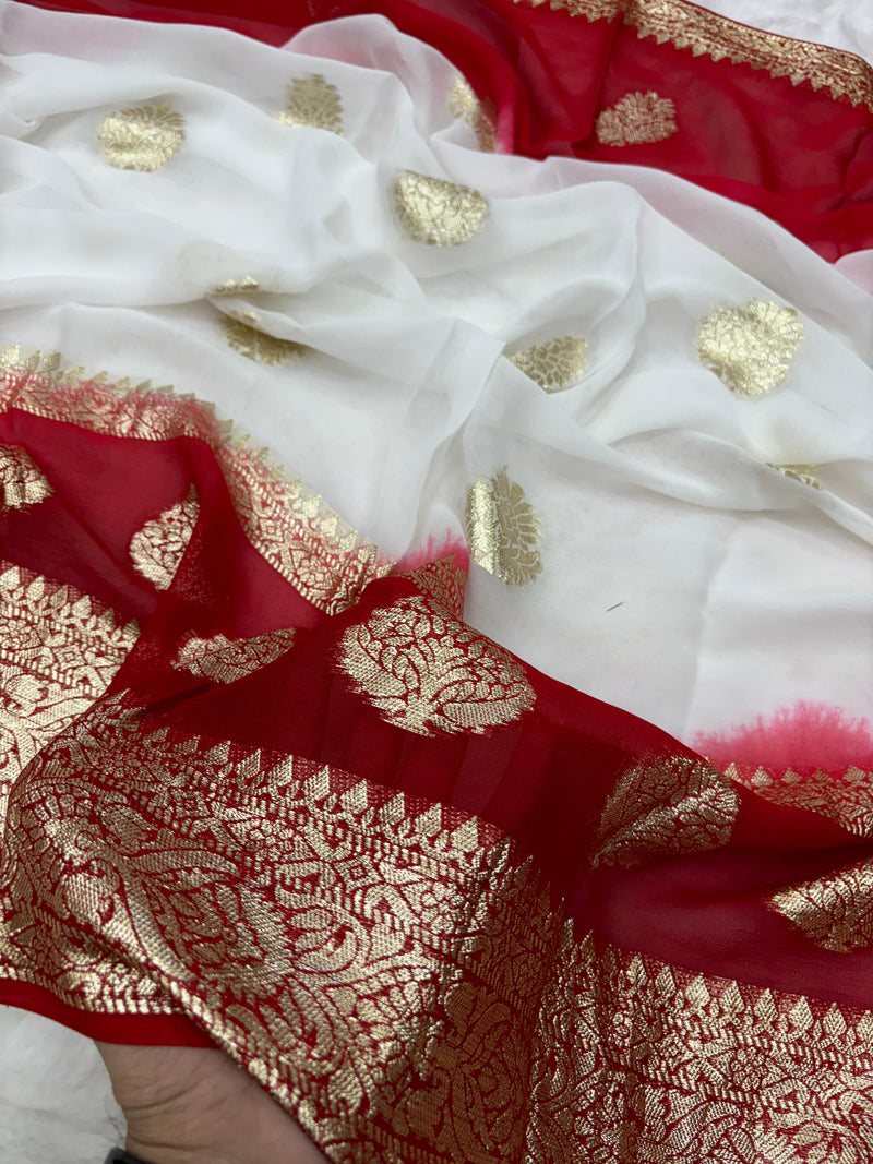 Light Cream Viscose Designer Georgette Saree