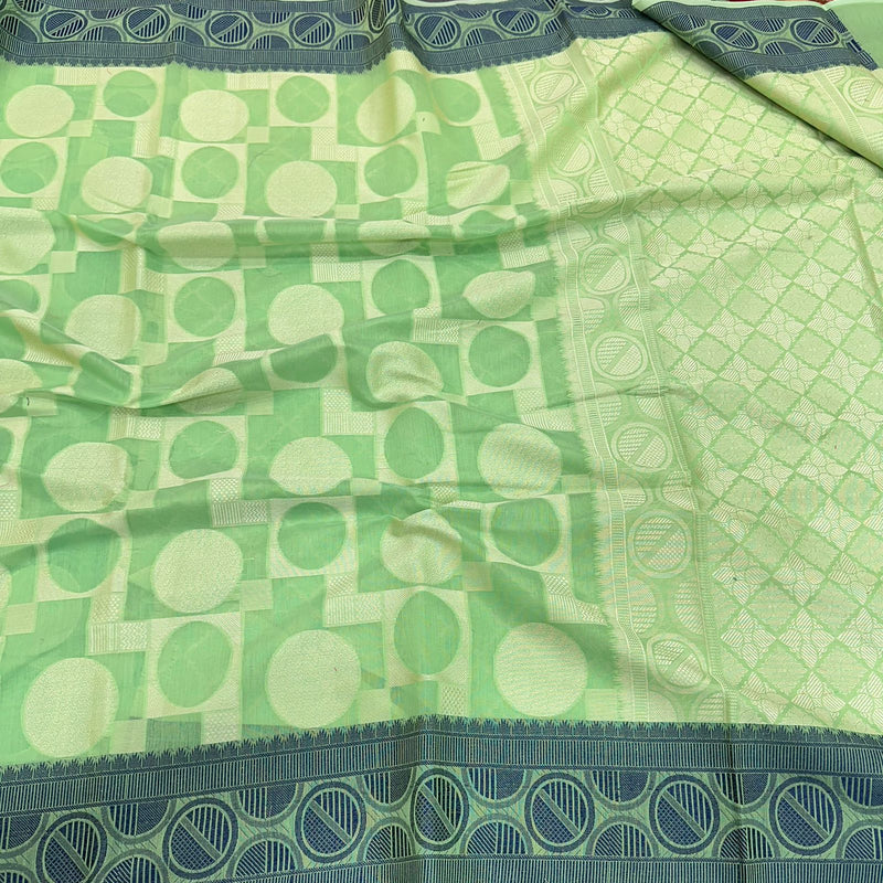 Light Green Color Shade Cotton Silk Saree