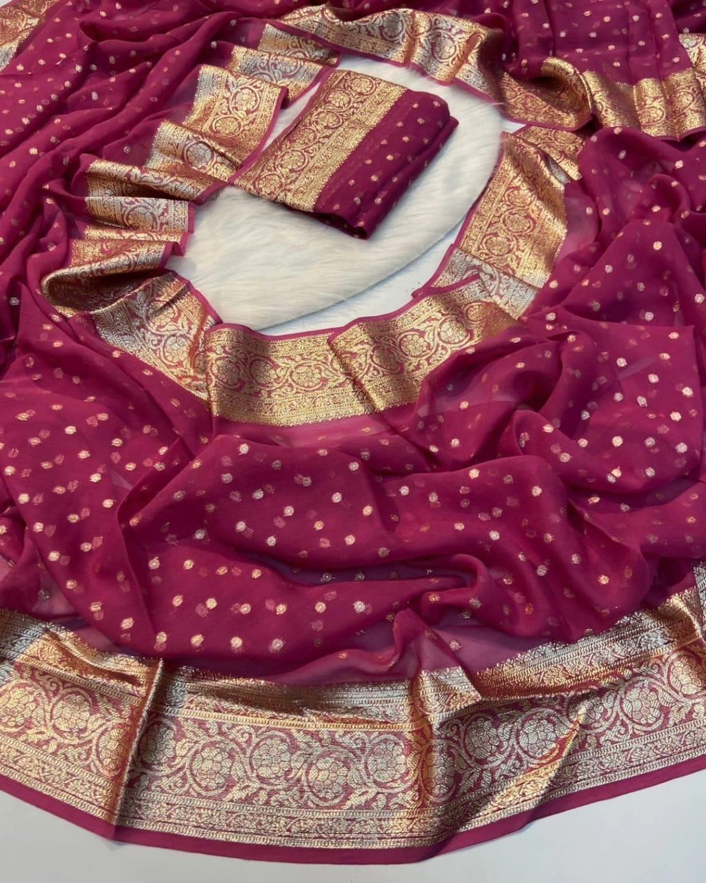 Pink Color Viscose Georgette Saree