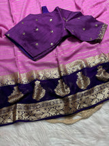 Bright Pink Viscose Georgette Saree