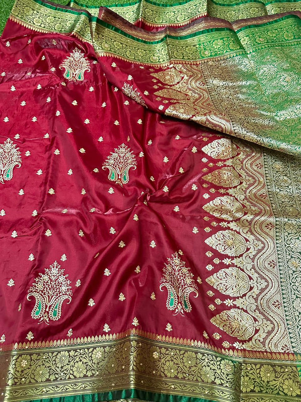 Dark Maroon Bridal Banarasi saree