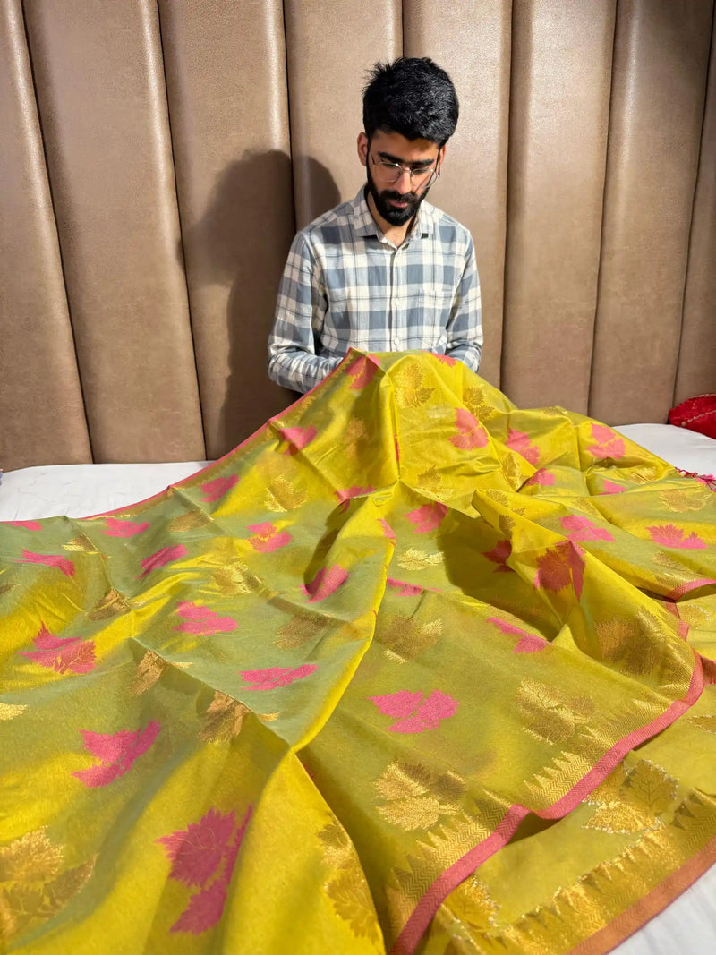 Mehendi Green Softsilk Banarasi Saree