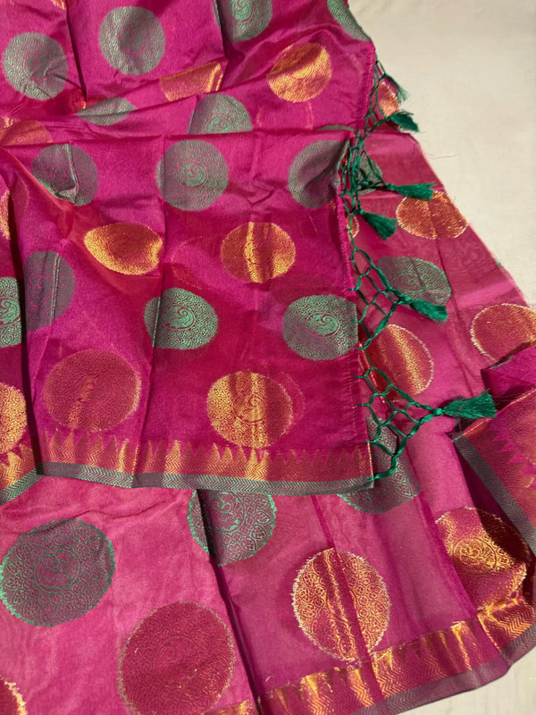 Rani Shade Softsilk Banarasi Saree Saree