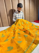 Yellow Softsilk Banarasi Saree Saree