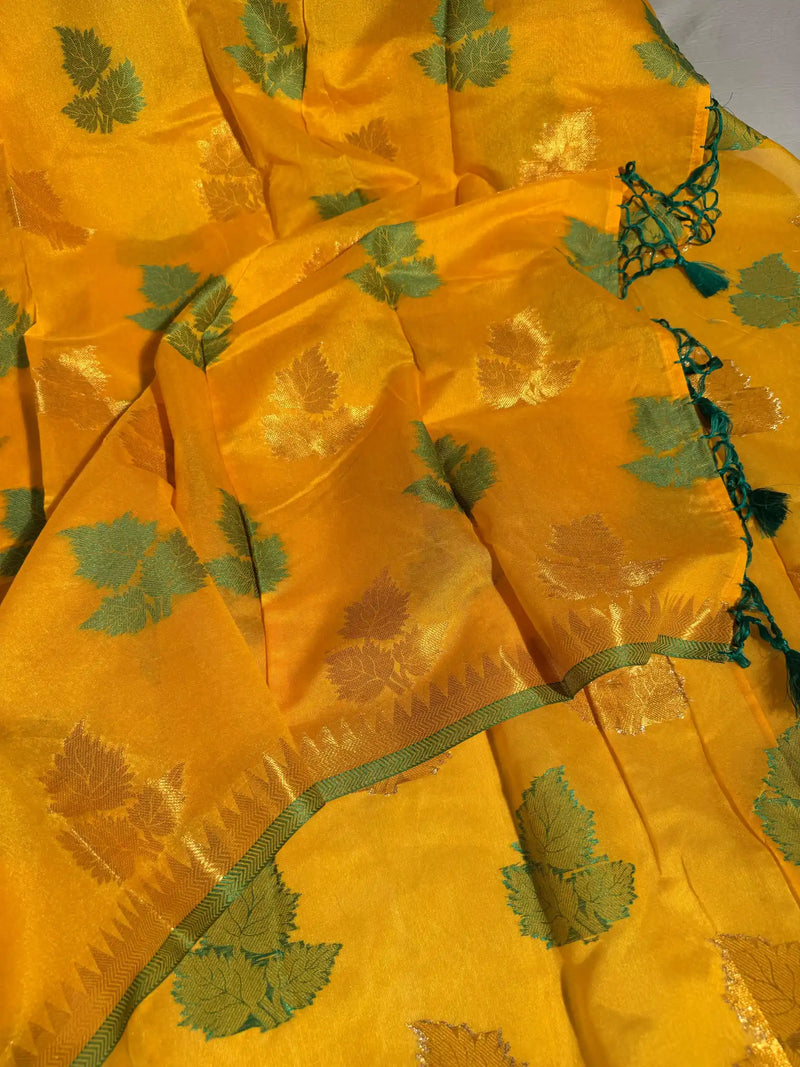 Yellow Softsilk Banarasi Saree Saree