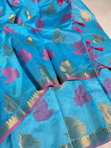 Light Blue Shade Softsilk Banarasi Saree Saree