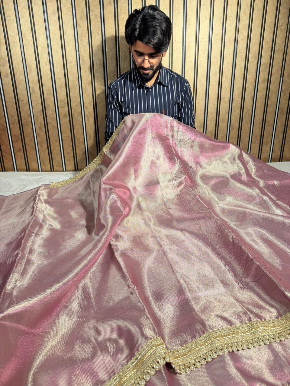 Lavender Kanjivaram tissue designer saree