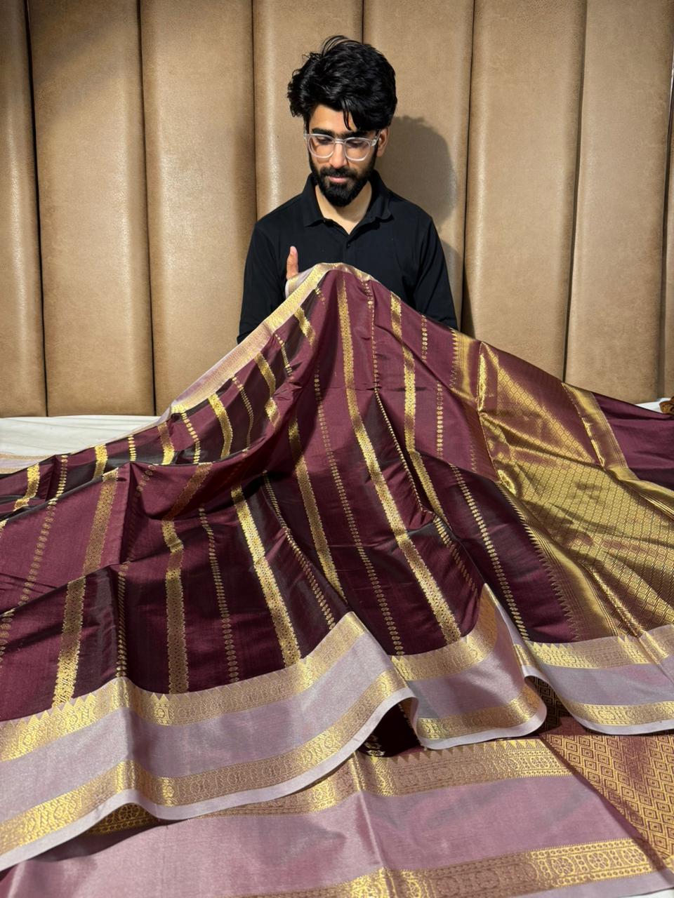 Rare wine traditional softsilk Banarasi saree
