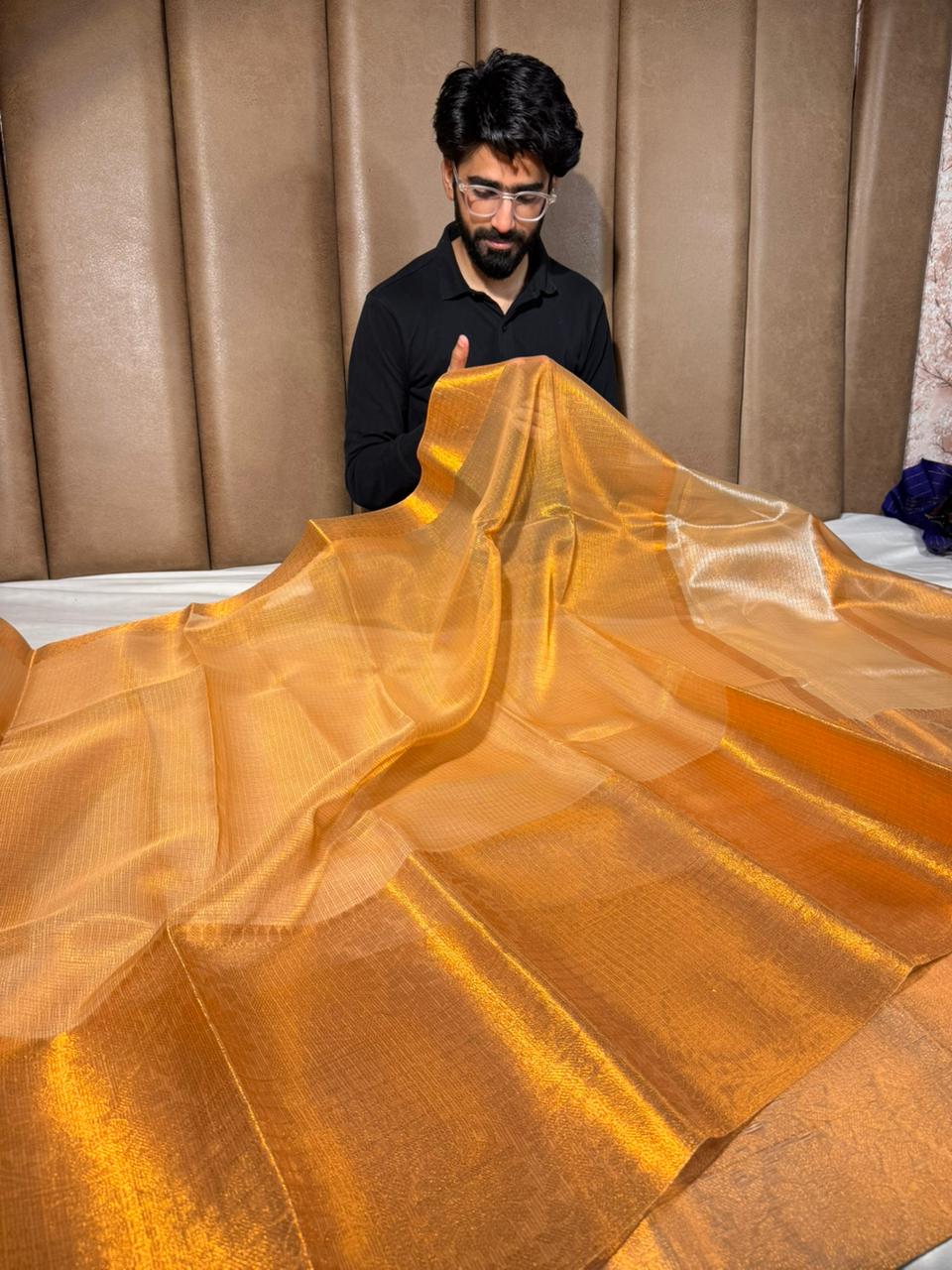 Copper shade Kota tissue silk Banarasi saree