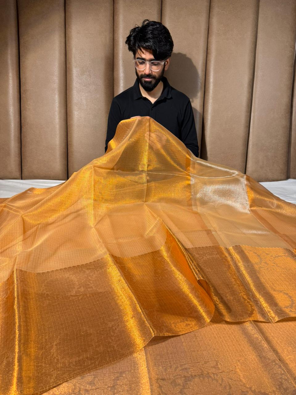 Copper shade Kota tissue silk Banarasi saree