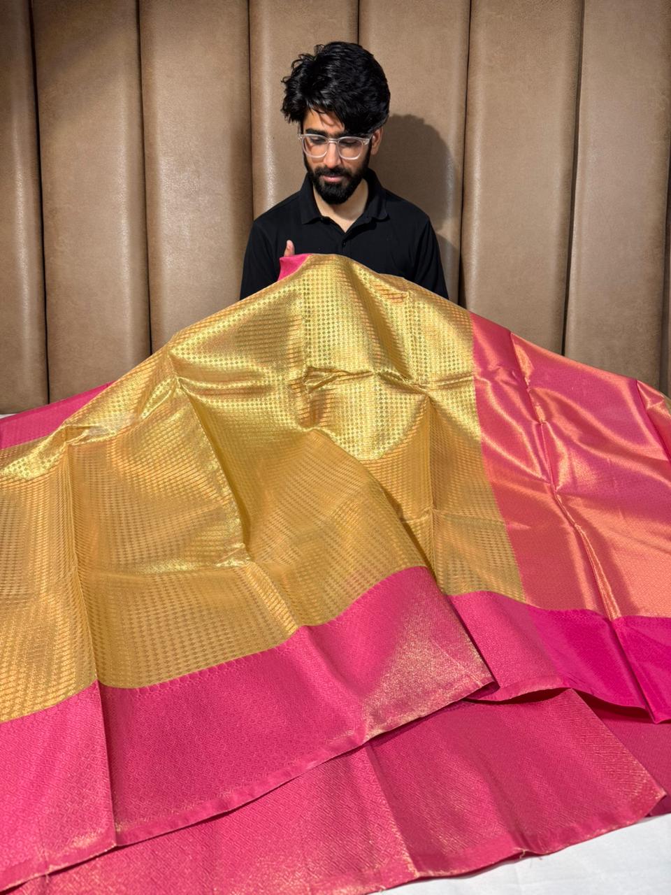 Golden Rani brocade tissue Banarasi saree