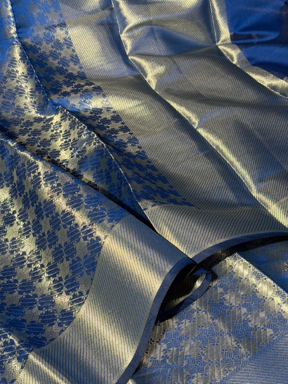Royal Blue Brocade Weave Softsilk Banarasi Saree
