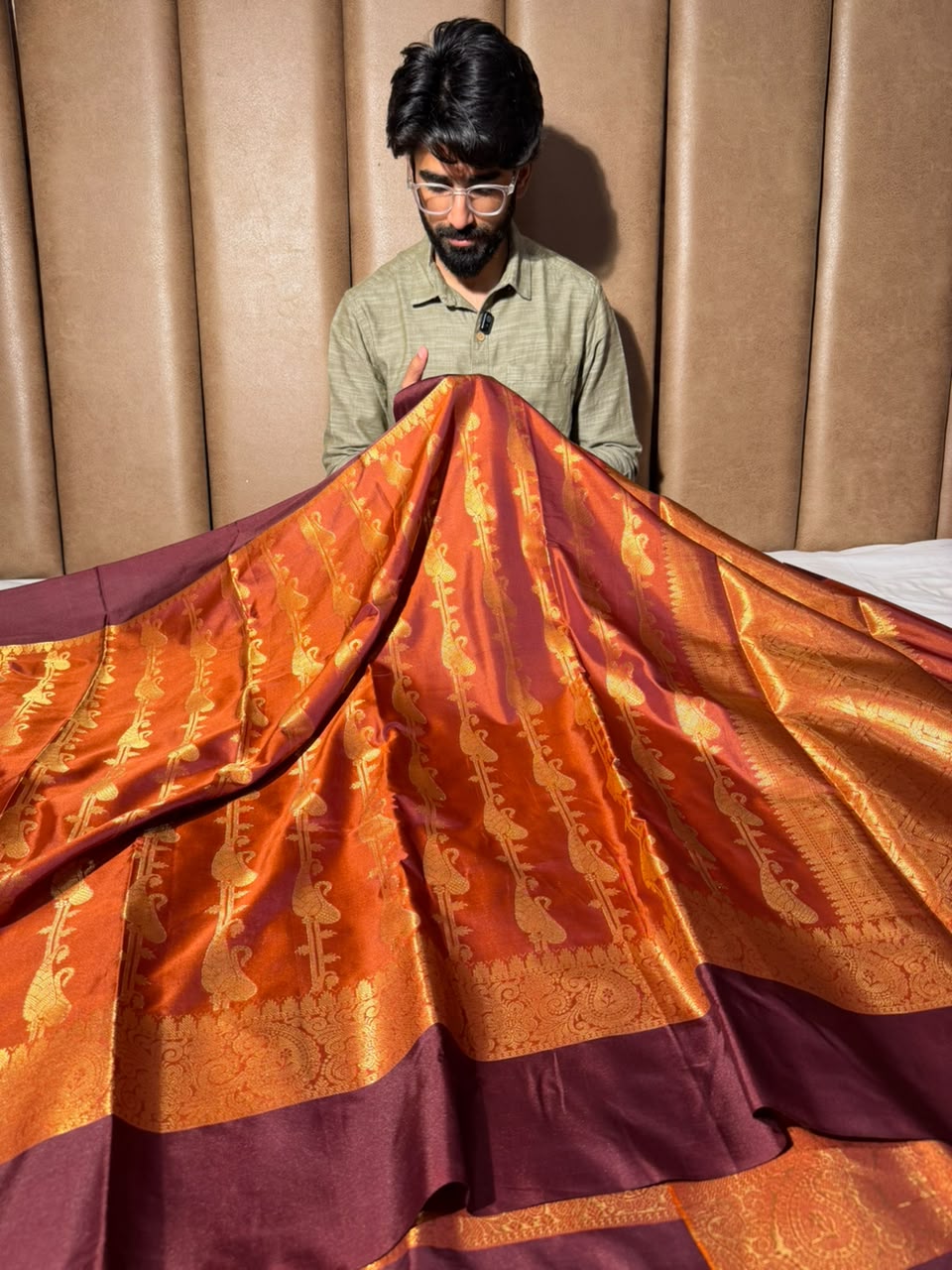 Rusted Orange Softsilk Traditional Banarasi Saree
