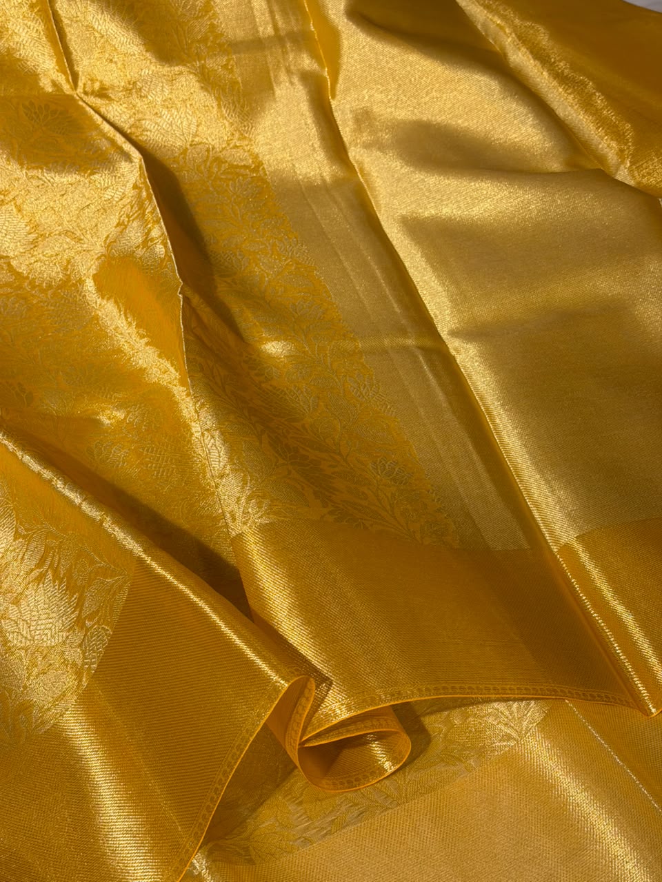 Light Gold Embossed Tissue Banarasi Saree