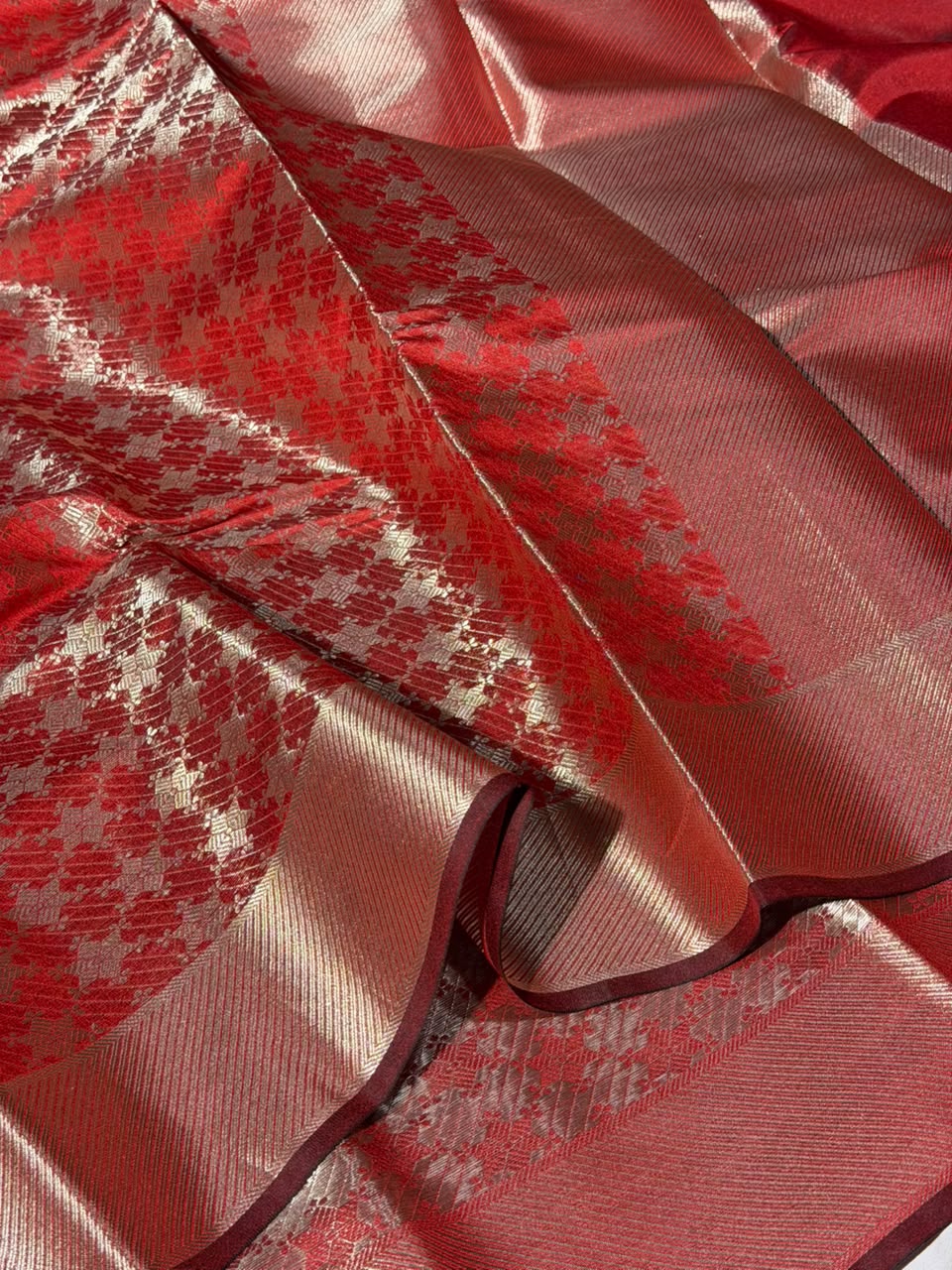 Blood Red Brocade Kanjivaram Softsilk Saree