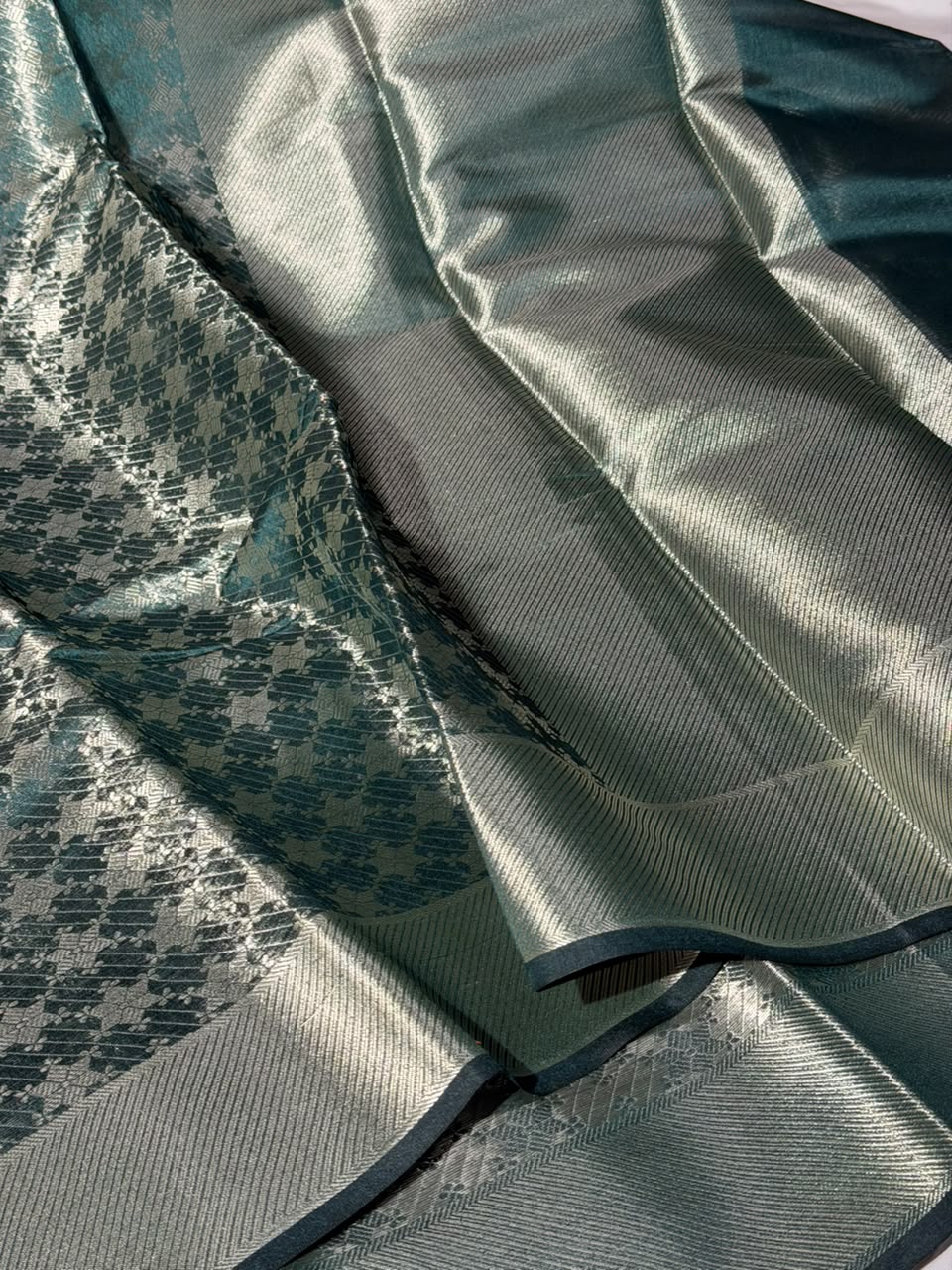 Bottle Green Brocade Softsilk  Kanjivaram Saree