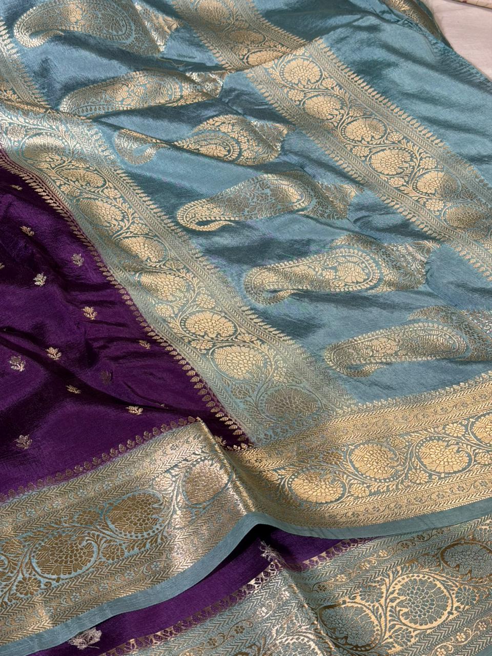 Bright Purple Soft Georgette Eccentric Banarasi Saree