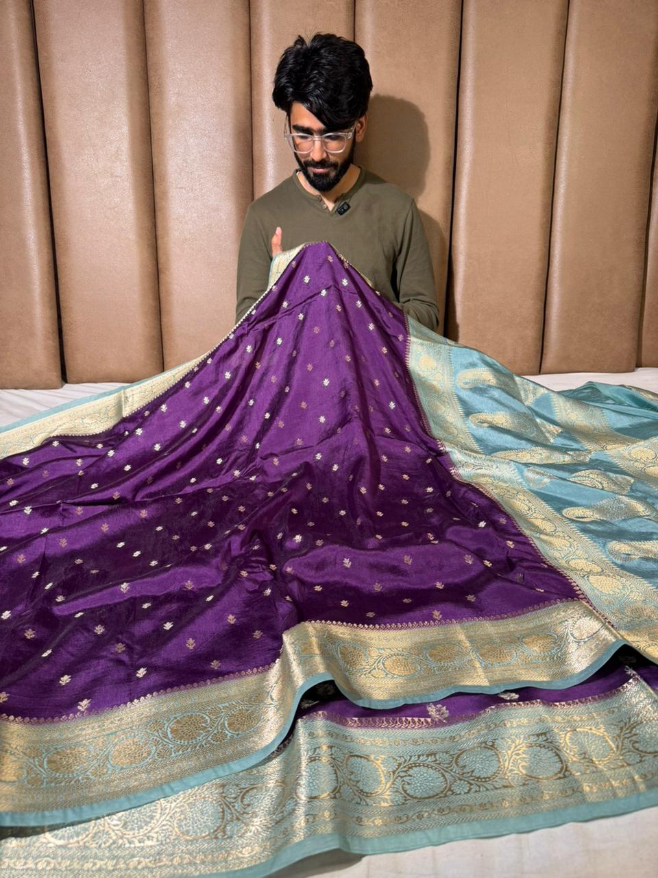 Bright Purple Soft Georgette Eccentric Banarasi Saree