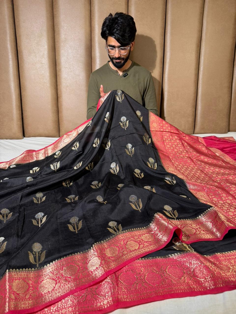 Black - Rani Shade Soft Georgette Banarasi Saree
