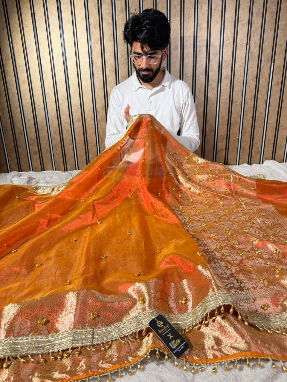 Dhoop Chaon Kora Tissue Viral Ghungroo Saree